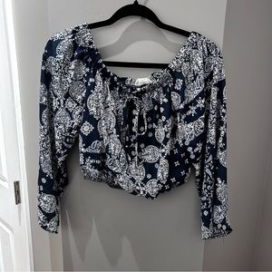 Altar’d State Stretchy Blue & White Crop Top-Sm